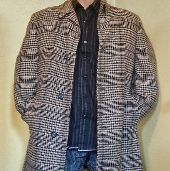 mens houndstooth wool coat